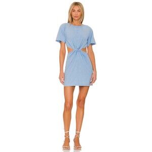L SPACE T-Shirt Dress Womens Small Blue Pullover Cut Out Mini LOST WINDS
